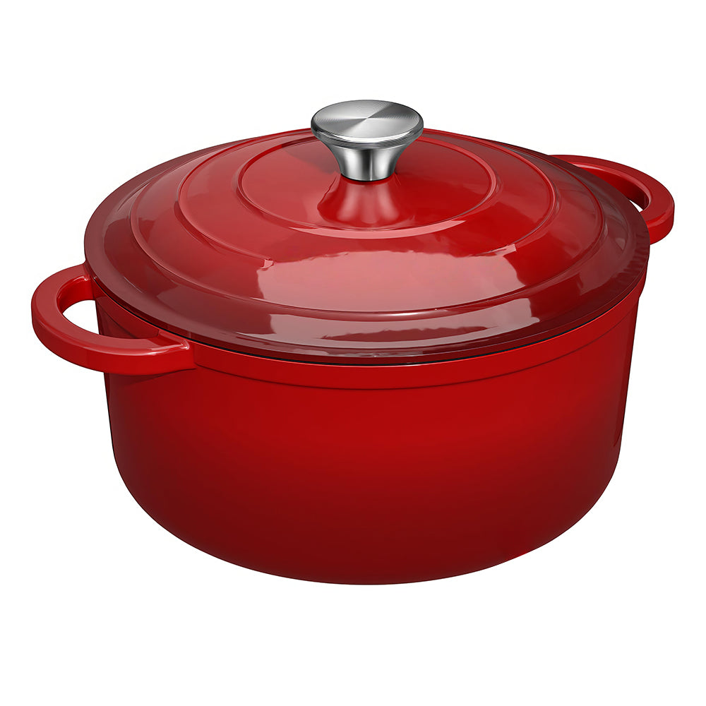 5Qt Enameled Cast Iron Dutch Oven with Lid & Cotton Potholders, Cream
