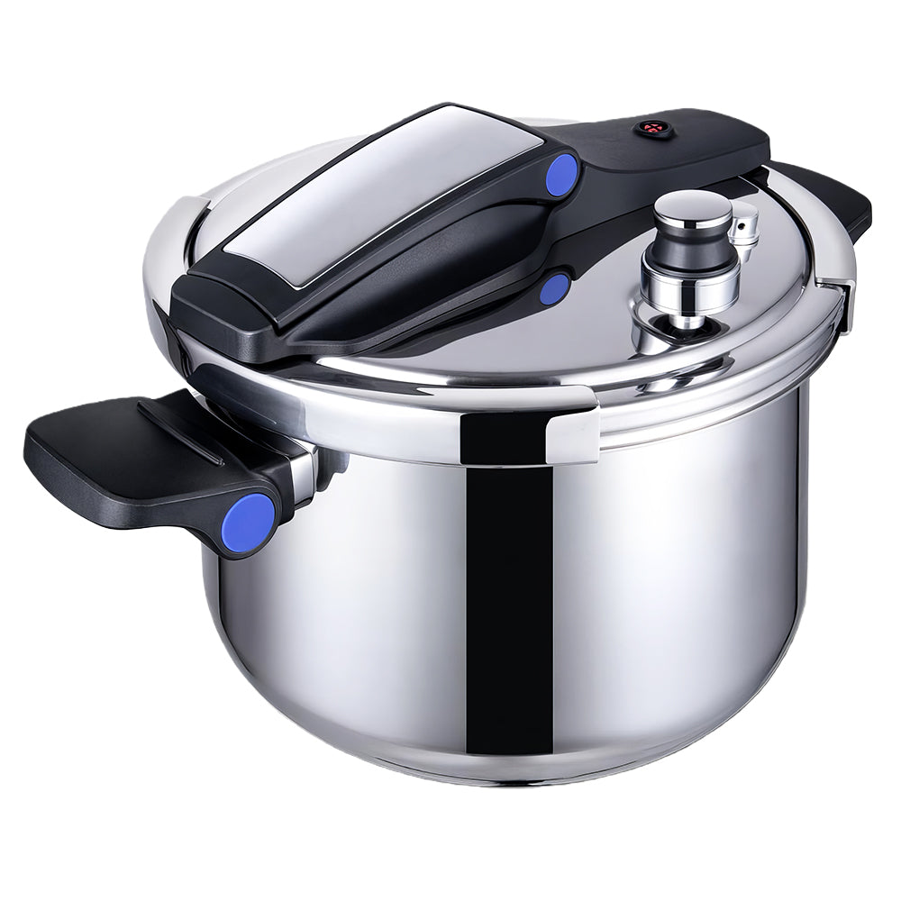 8Qt Stainless Steel Pressure Cooker – One-Hand Open, Induction Safe