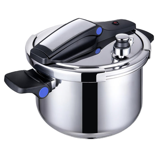8Qt Stainless Steel Pressure Cooker – One-Hand Open, Induction Safe