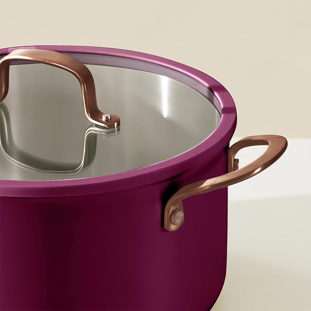 6Qt 3-Ply Stainless Steel Stockpot with Lid, Ceramic Outer, Induction & Oven Safe