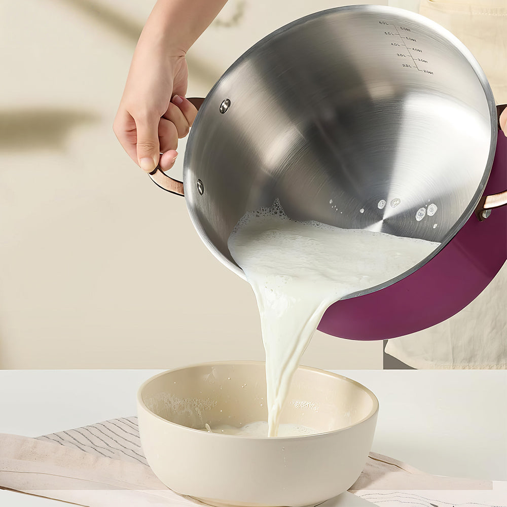 6Qt 3-Ply Stainless Steel Stockpot with Lid, Ceramic Outer, Induction & Oven Safe
