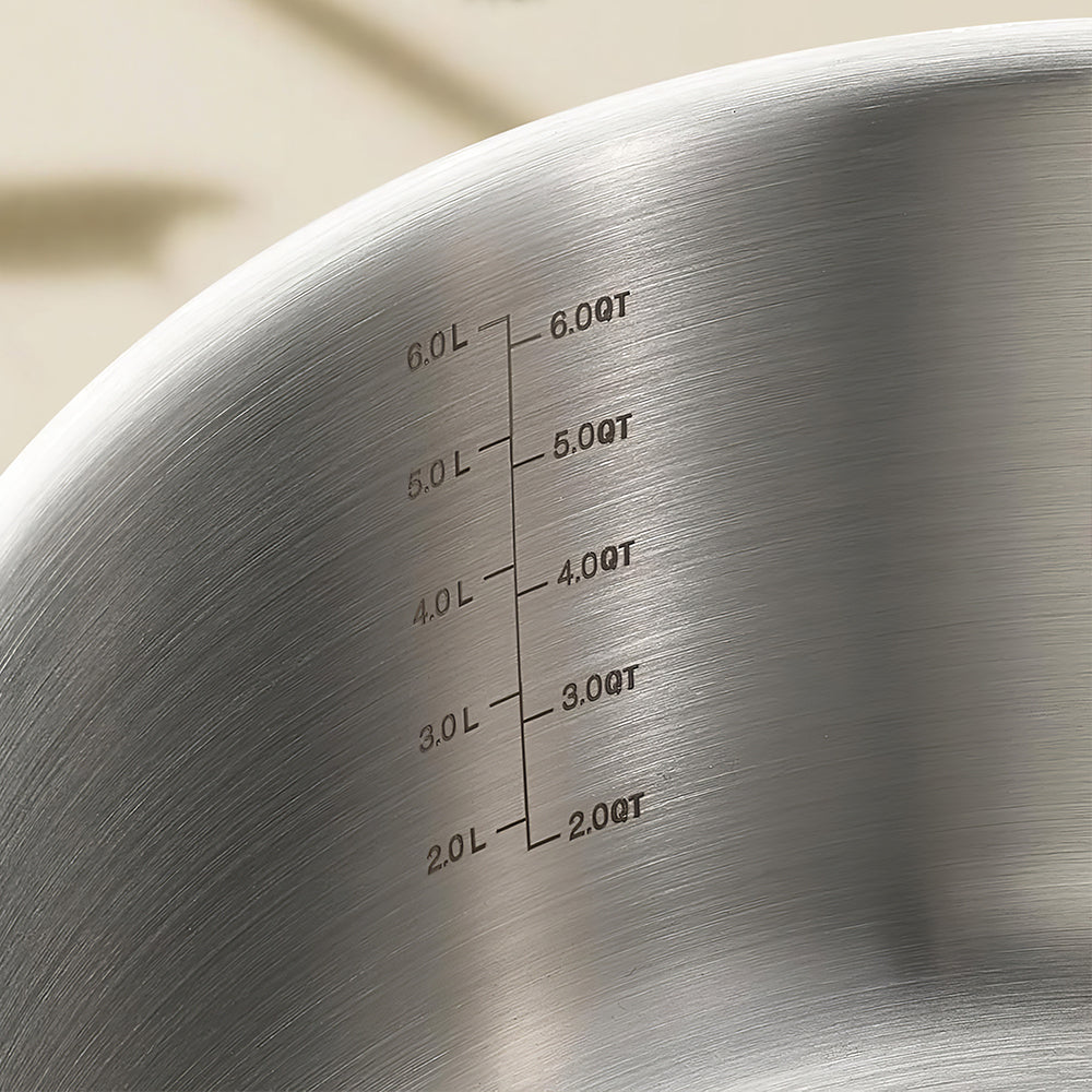 6Qt 3-Ply Stainless Steel Stockpot with Lid, Ceramic Outer, Induction & Oven Safe