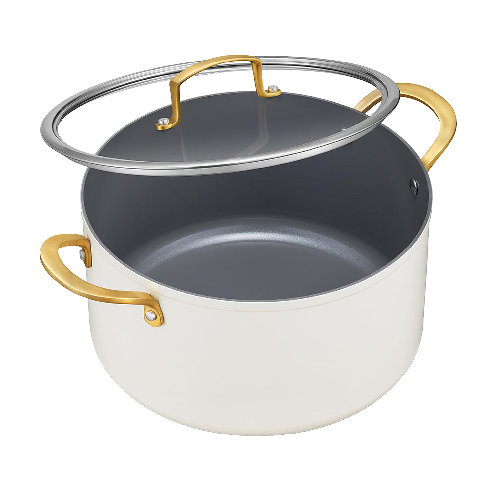 10Qt Ceramic Non-Stick Stock Pot with Lid, Induction & Dishwasher Safe