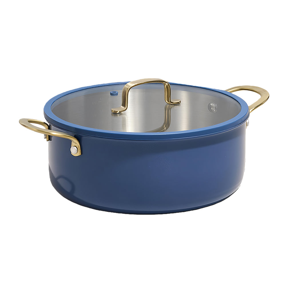 6Qt 3-Ply Stainless Steel Stockpot with Lid, Ceramic Outer, Induction & Oven Safe