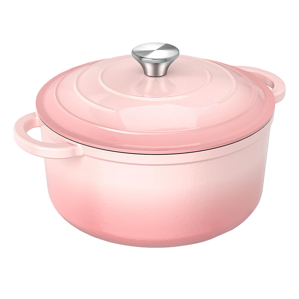 5Qt Enameled Cast Iron Dutch Oven with Lid & Cotton Potholders, Cream