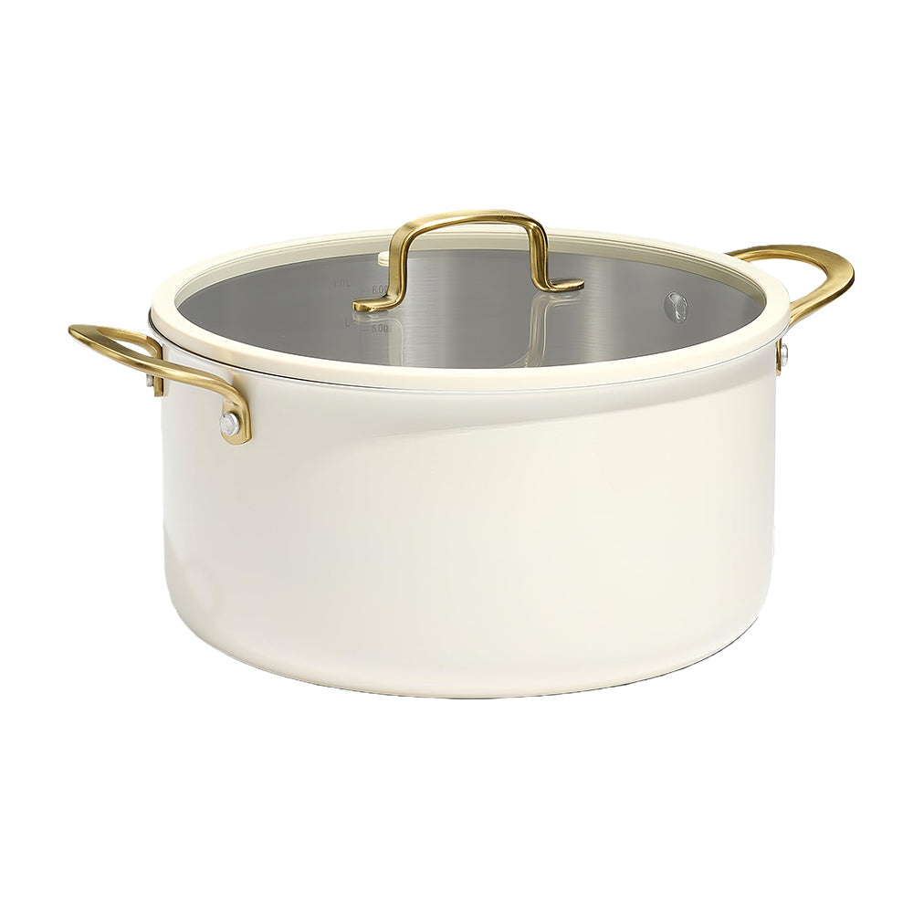 6Qt 3-Ply Stainless Steel Stockpot with Lid, Ceramic Outer, Induction & Oven Safe