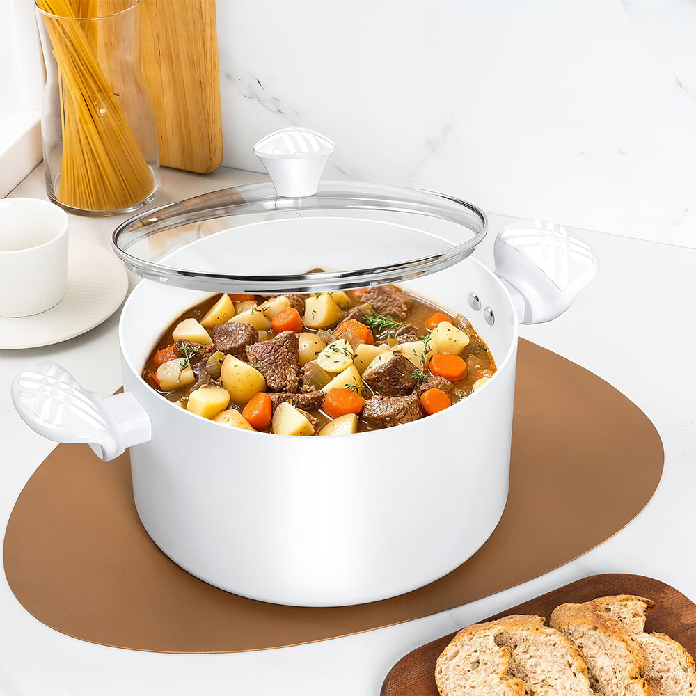 6Qt Ceramic Nonstick Stock Pot with Lid, Stay-Cool Handle, Induction Safe