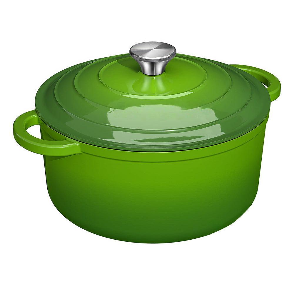 5Qt Enameled Cast Iron Dutch Oven with Lid & Cotton Potholders, Cream