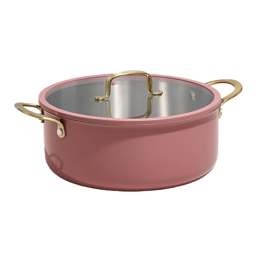 6Qt 3-Ply Stainless Steel Stockpot with Lid, Ceramic Outer, Induction & Oven Safe