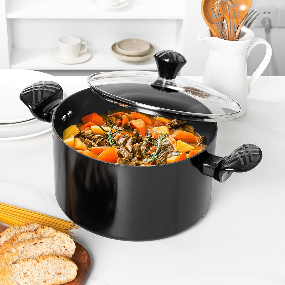 6Qt Ceramic Nonstick Stock Pot with Lid, Stay-Cool Handle, Induction Safe