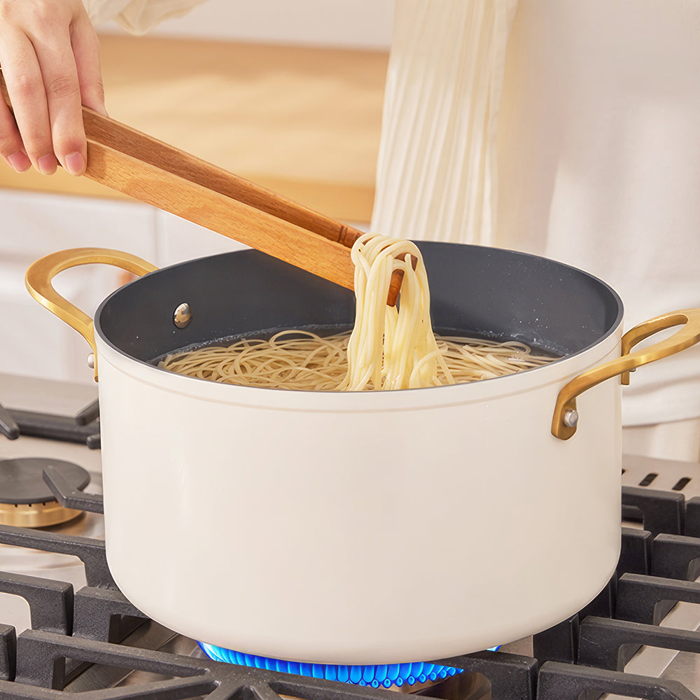 10Qt Ceramic Non-Stick Stock Pot with Lid, Induction & Dishwasher Safe