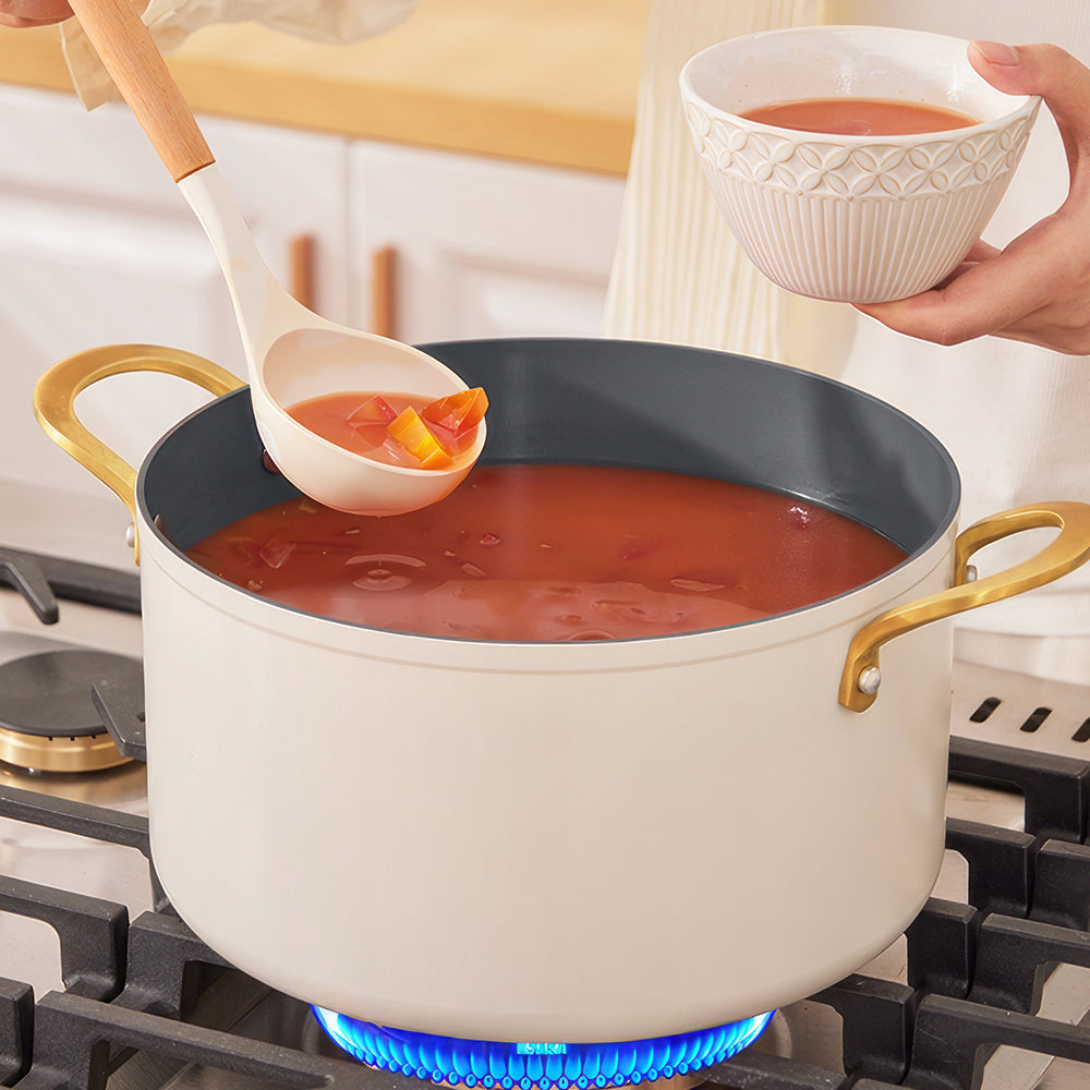 10Qt Ceramic Non-Stick Stock Pot with Lid, Induction & Dishwasher Safe