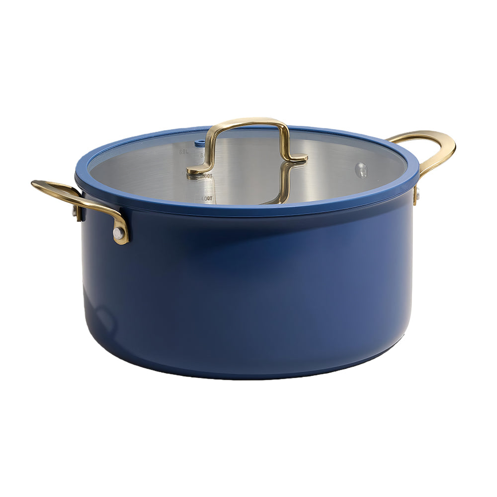 6Qt 3-Ply Stainless Steel Stockpot with Lid, Ceramic Outer, Induction & Oven Safe