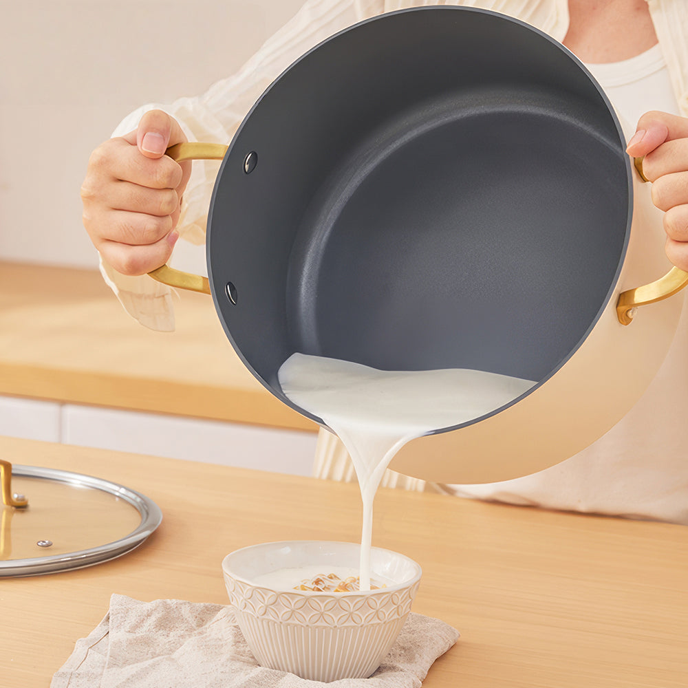 10Qt Ceramic Non-Stick Stock Pot with Lid, Induction & Dishwasher Safe