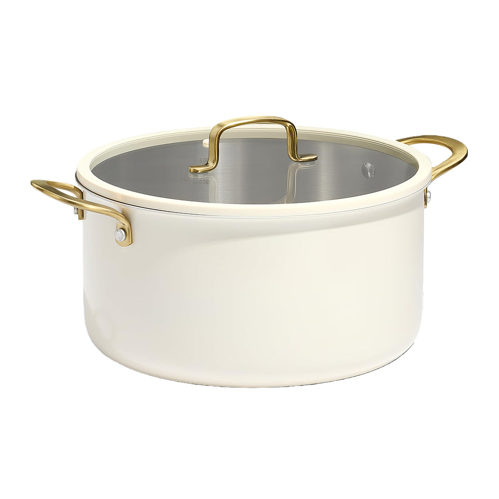 6Qt 3-Ply Stainless Steel Stockpot with Lid, Ceramic Outer, Induction & Oven Safe