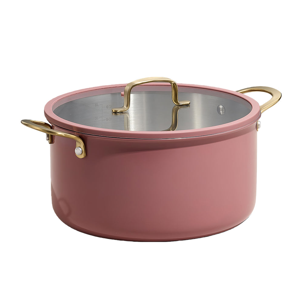 6Qt 3-Ply Stainless Steel Stockpot with Lid, Ceramic Outer, Induction & Oven Safe