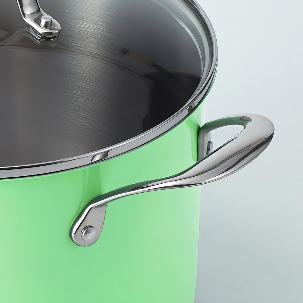 7Qt Nickel-Free Stainless Steel Stock Pot with Lid, Mint Green, Induction