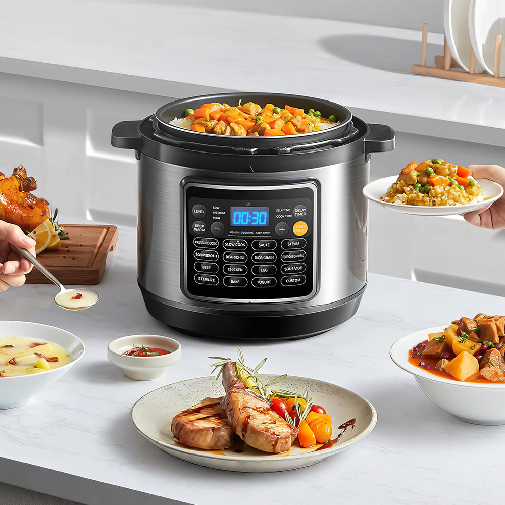 9-in-1 Electric Pressure Cooker 6Qt with 13 Presets & Delay Timer
