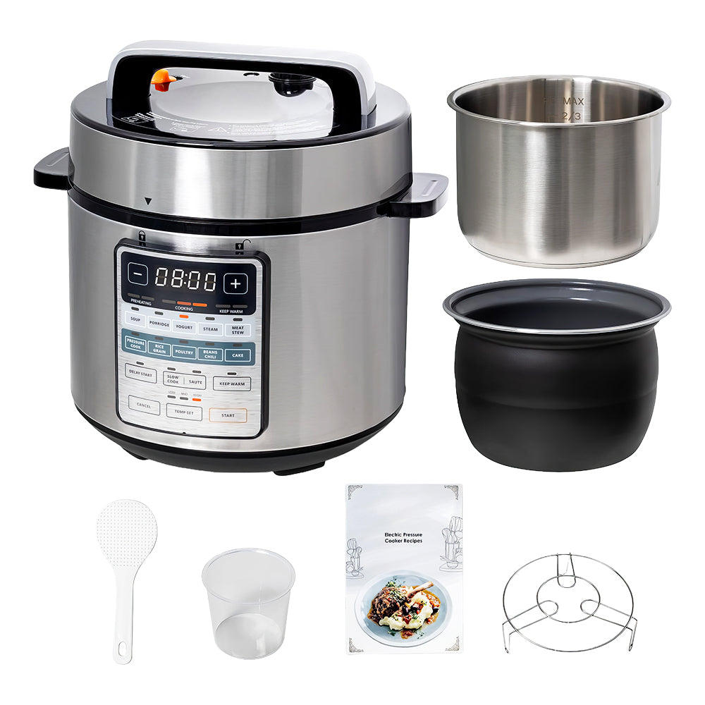 Electric Pressure Cooker 6Qt, 9-in-1 Multi-Cooker with 12 Presets